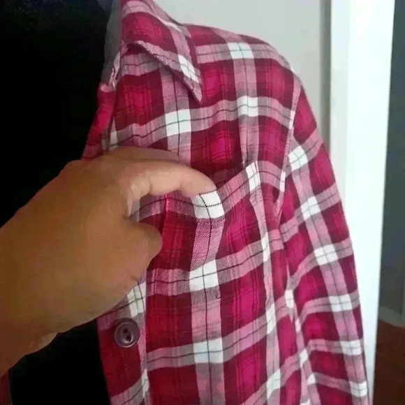 L.L. Bean Womens Pink Flannel Fleece Lined Shacket XS PET - Picture 6 of 13